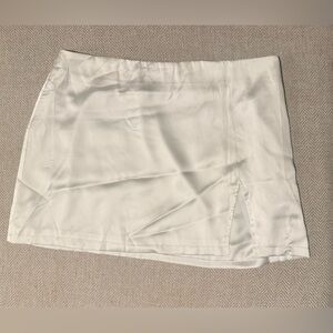 White Mini Skirt with Side Slit